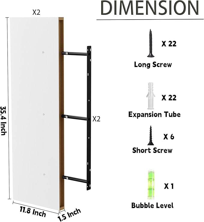 36 Inch Long Floating Shelves for Wall, White 12 Inch Deep Floating Shelves Set of 2, Wall Shelves for Bathroom Over Toilet, Live Edge Display Shelf with Invisible Brackets for Home Decor