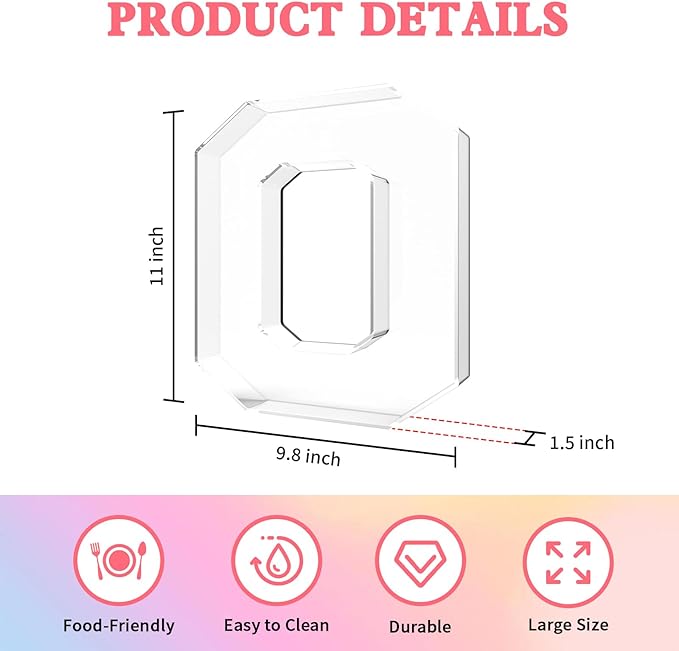 11" Acrylic Number Charcuterie Tray, Fillable Number Charcuterie Box for Food, Reusable Serving Cake Candy Dish Display Tray for Birthday Anniversary Party Decoration (Square Number 0)