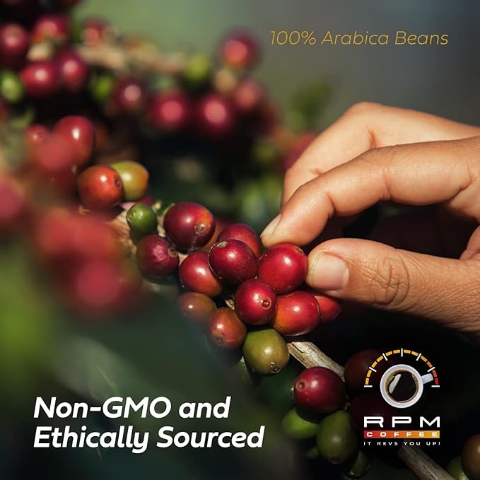 1LB RPM Brazil Cerrado Premium Coffee, Standard Caffeine - Supercharged Flavor, Medium-Dark Roast, 100% Arabica Beans, Low Acidity