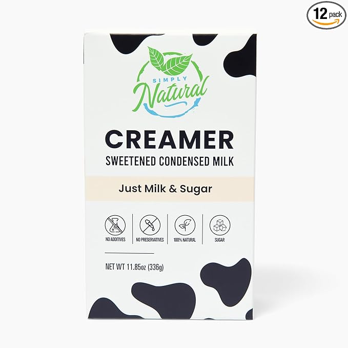 Simply Natural Sweetened Condensed Milk Creamer, 12 Single-Serve 28 gram Sachets, Made in USA, No Additives or Preservatives (12)