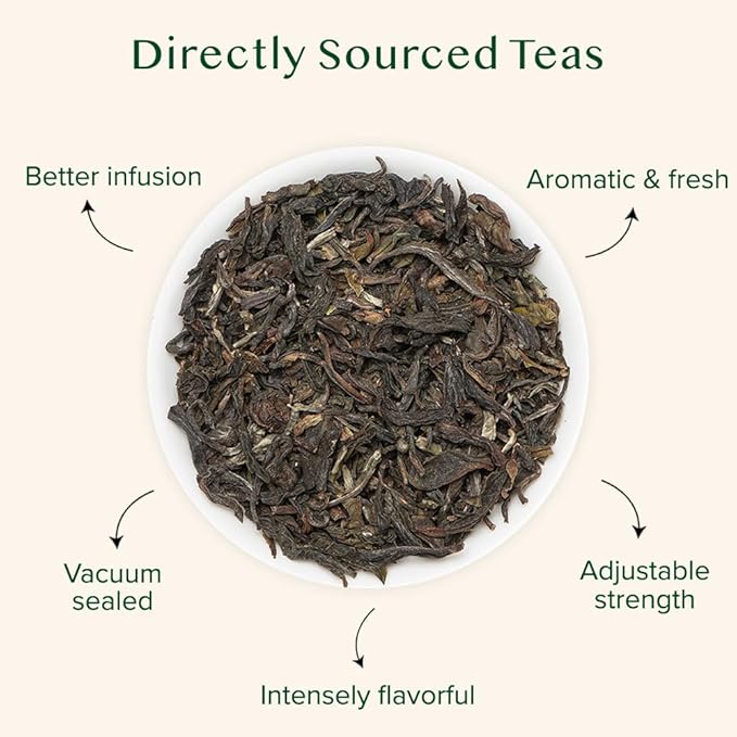 VAHDAM, First Flush Darjeeling Tea - 50 Cups (3.53oz) | Loose Leaf Black Tea - Flowery, Aromatic & Delicious | Picked, Packed & Shipped Direct From India | Champagne Of Teas | Mellow & Fragrant