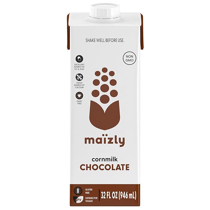 Maizly Chocolate Corn Milk, Non-GMO, Plant-Based & Non-Dairy Chocolate Flavored Drink, Gluten & Dairy-Free Alternative to Whole Milk, Kosher Drink for Kids & Adults, 946 ml