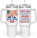 wowcugi Mom Trump Tumbler with Handle 40oz, Gifts for Mom from Daughter Son, Stainless Steel Insulated Tumblers Coffee Travel Mug Cup, Best Moms Gift for Birthday Christmas Mothers Day