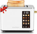 SEEDEEM Toaster 2 Slice, Touch Control Screen, Smart Stainless Toaster, 6 Shade Setting, 6 Bread Selection, Countdown, Removable Crumb Tray, 900W, Pearl White