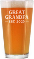 Great Grandpa Est 2025 - New Great Grandfather Pint Glass Gift for First Time Great Grandparents - Bold 16 Oz Glasses