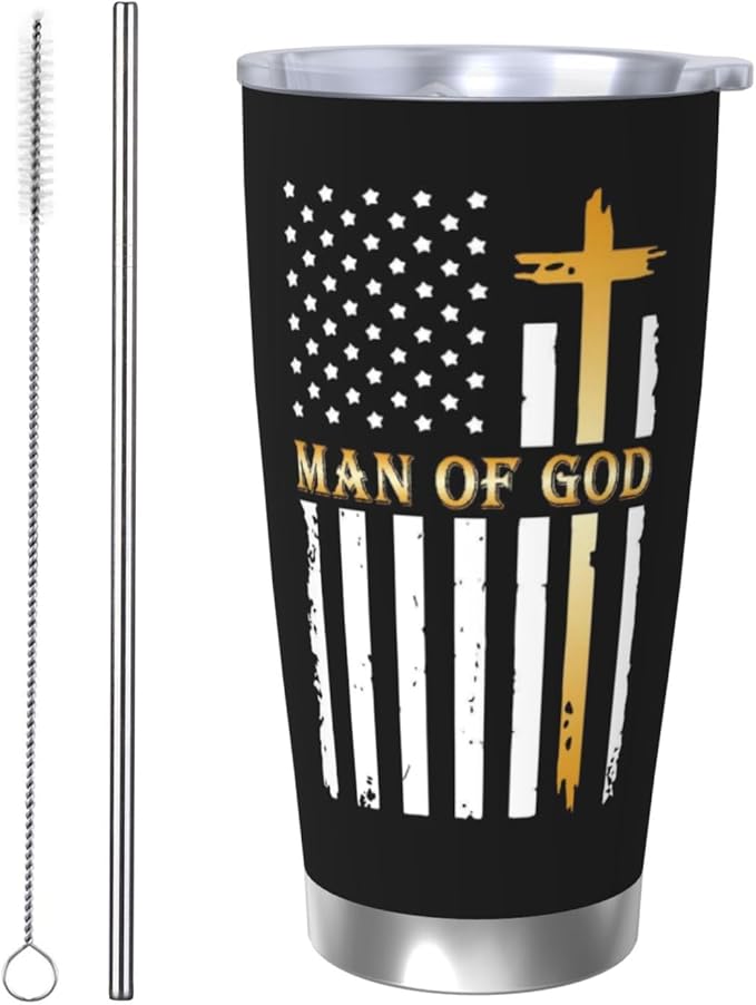 Man of God Gifts for Men, Religious Coffee Mugs, Christian Travel Mug, 20oz Coffee Tumbler, Religious Coffee Mugs
