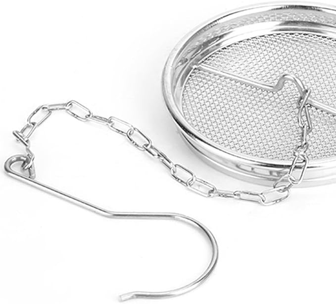 Seasoning Strainer Large Stainless Steel Tea Infuser, sieve fine mesh with Extended Chain Hook for Brew Loose Leaf Tea, Seasonings Cooking, Ice Cube