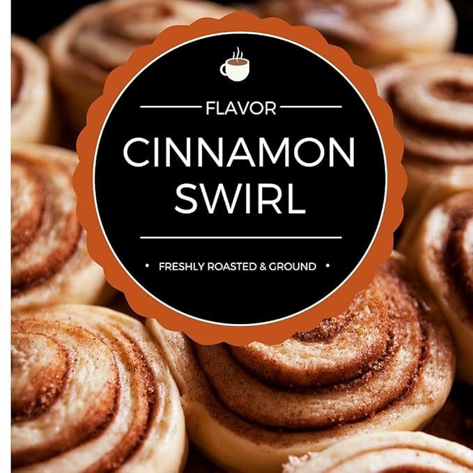 Stone Street Flavored Ground Coffee, Cinnamon Swirl, Freshly Roasted, 100% Colombian Arabica, Gourmet Coffee, Medium Roast, Sweet Cinnamon Roll Flavor, 1 LB