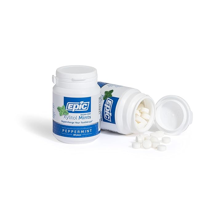 Epic 100% Xylitol Mints - Aspartame Free, Sugar Free - Peppermint Flavored Mints, 180 Pieces (Pack of 2)