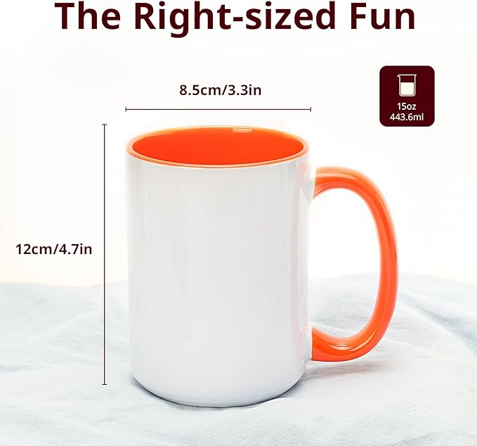 Ceramic 15oz Sublimation Coffee Mug, Orange, Case of 12