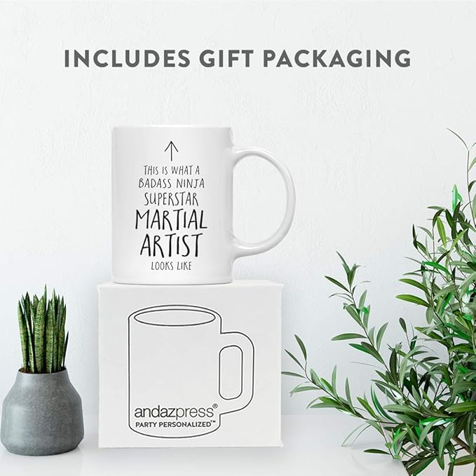 Andaz Press Funny 11oz. Ceramic Coffee Tea Mug Gift, This is What a Badass Ninja Superstar Martial Artist Looks Like, 1-Pack