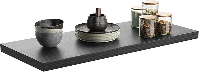 Wall Shelf Set of 1,Dark Wood Floating Shelves 36 in W x 10 in D x 1 in H, Wooden Floating Wall Shelf with Invisible Brackets for Living Room/Bedroom/Bathroom/Kitchen Storage and Decor