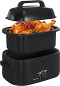 RoyalCraft 26-Quart Electric Roaster Oven with Visible Self-Basting Lid, Turkey Roaster Oven with Removable Pan and Rack, Perfect for Large Meals and Holiday Feasts, Black