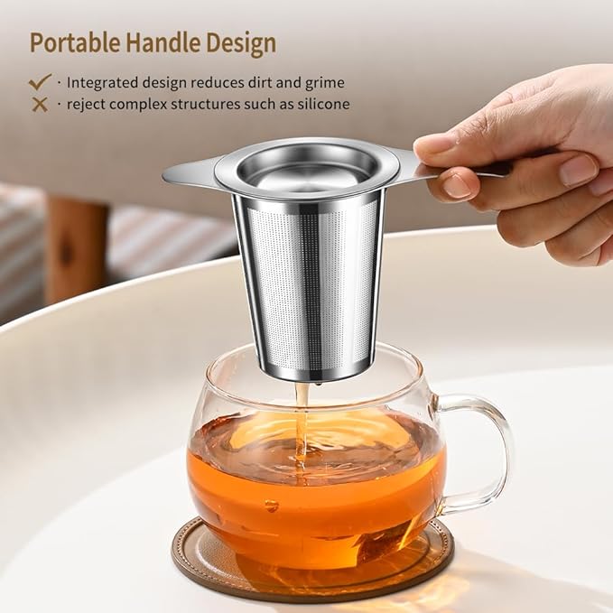 2PCS Tea Infuser for Loose Leaf Tea, BOMANSIN BOMS Loose Leaf Tea Steeper Strainer with Double Handles, Extra Fine Mesh Ball Infusers, Diffuser Holder Filter for Mugs, Tea Strainers for Loose Tea