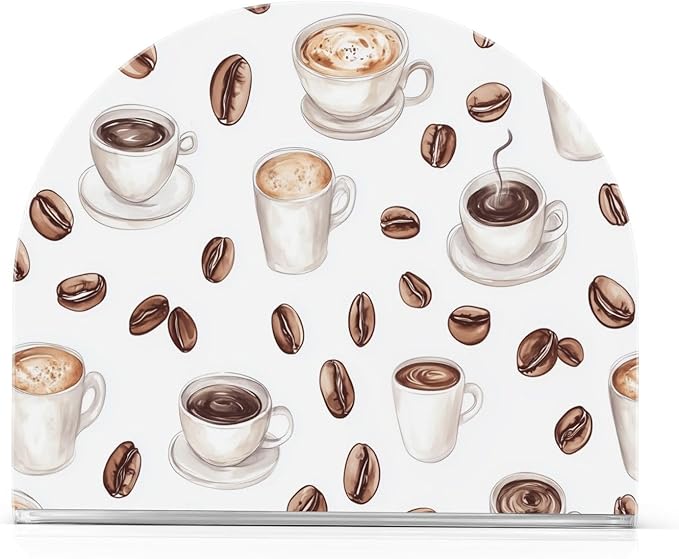 Coffee Beans Cups Napkin Holder for Tables, Kitchen Acrylic Paper Napkin Holders Freestanding Tissue Dispenser Paper for Indoor Outdoor Decor