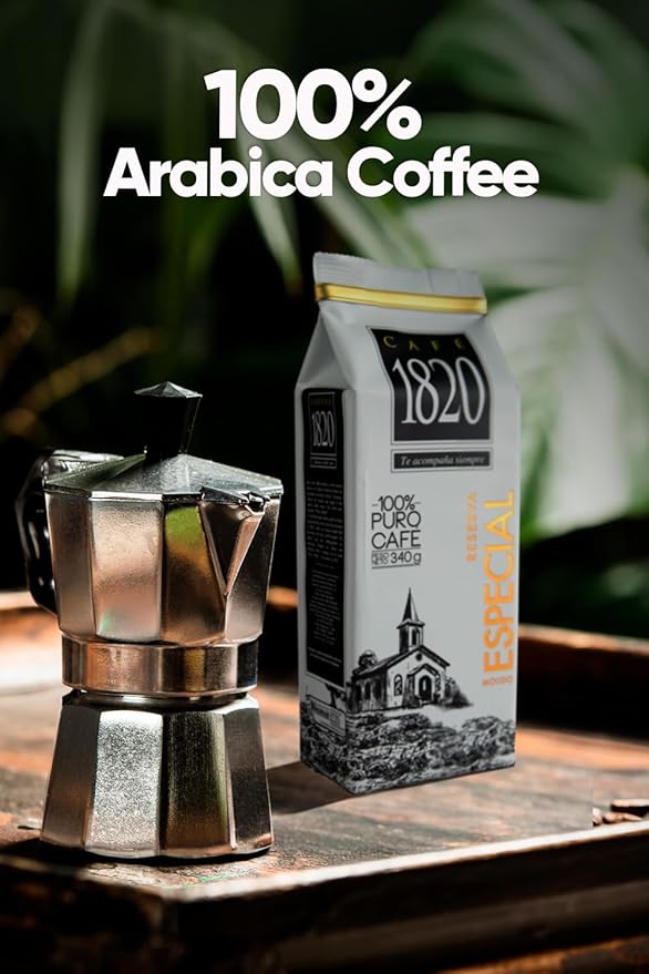 Café 1820 Special Reserve, Premium Costa Rican Ground Coffee, 100% Arabica, Medium/Dark Roast, High Altitude Blend with Aroma & Fruity Notes, 12 oz (2 Pack)