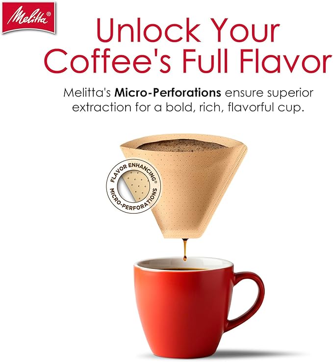 Melitta #4 Cone Coffee Filters, Bamboo, 80 Count (Pack Of 6), 480 Total Filters - Fits all 8-12 Cup Cone Coffee Makers and Pour-Overs, Compostable, Tear-Resistant, Made in USA