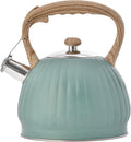 Vilihkc Whistling Stainless Steel Tea Kettle with Wood Grain Anti Heat Handle,3.7 Quart / 3.5 Liter Stainless Steel Tea Kettles,Loud Whistling for Tea,Coffee,Gas Electric Applicable