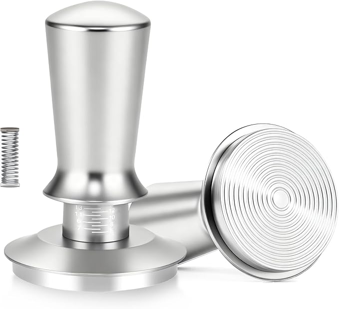 58MM Espresso Tamper - Professional Coffee Press with Non-Slip Base, Calibrated Pressure, Ergonomic Handle for Barista & Home Brewing - Grey