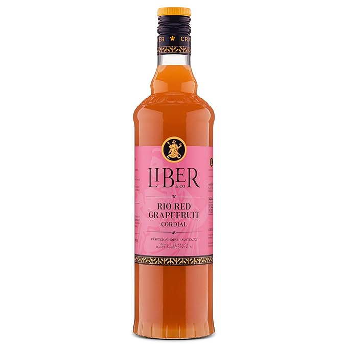 Liber & Co. Rio Red Grapefruit Cordial - Craft Cocktail Mixer with 60% Texas Grapefruit Juice & Cold-Pressed Essential Oils - Perfect for Palomas, Hemingway Daiquiris & Tequila Cocktails - Makes 50 Drinks (25.4 oz)
