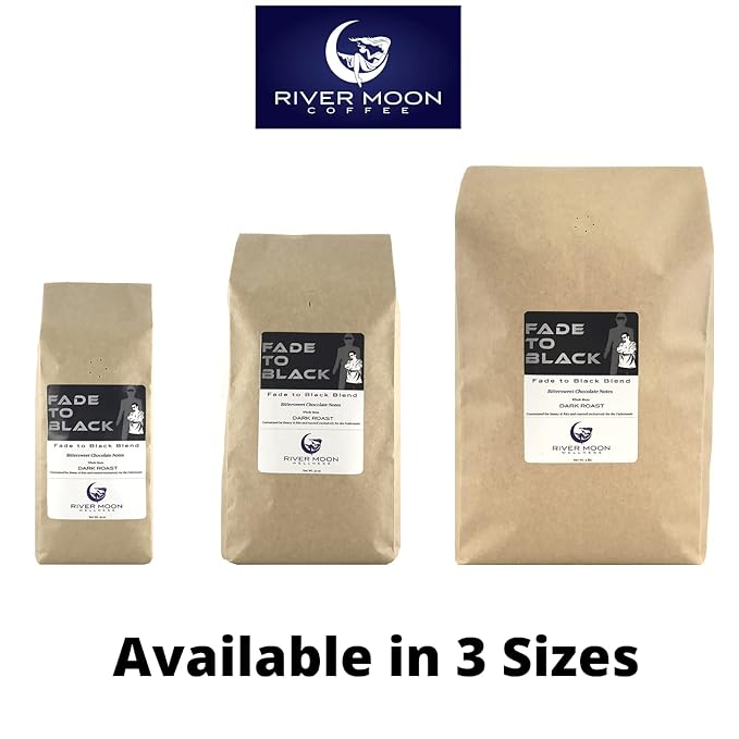 River Moon Coffee, Fade to Black Dark Roast Coffee Beans, 2 lbs, Extra Dark, Low Acidity, Non-GMO, Direct Trade, Fadernauts Blend