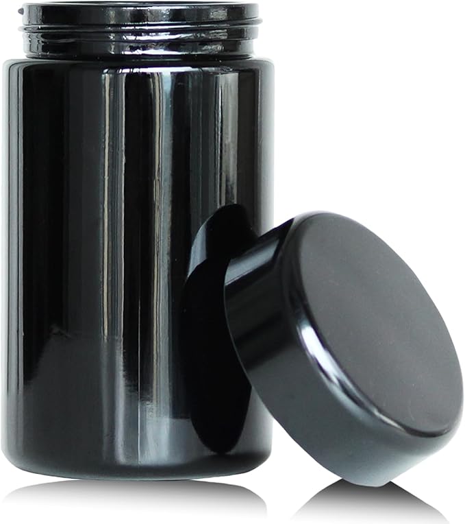 Black Glass Airtight Storage Container Jar 200ml with UV Protection for Spice Coffee