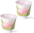 KAMMAK Ceramic Tea Cups Small, Cute Vintage Coffee Cup Set of 2, Porcelain Teacups Espresso Mug, 2.5oz Hand Painted Chinese Afternoon Tea Party Mugs, Birthday Gift for Women Men, Yuni Arita