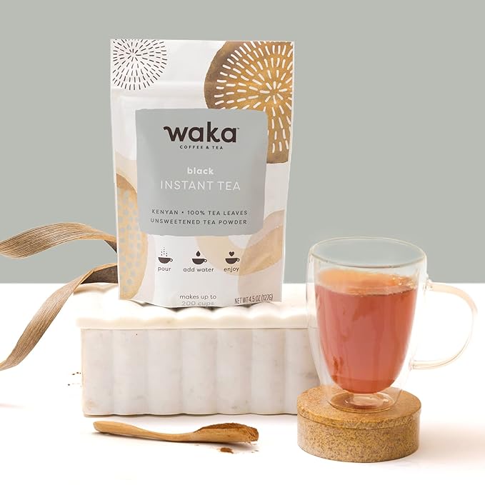 Waka Instant Tea Mix, 3 Bag Bundle - 100% Tea Leaves, No Additives, Unsweetened Tea Powders - Kenyan Black, Classic Green, Raspberry Flavored Green (4.5oz Each)