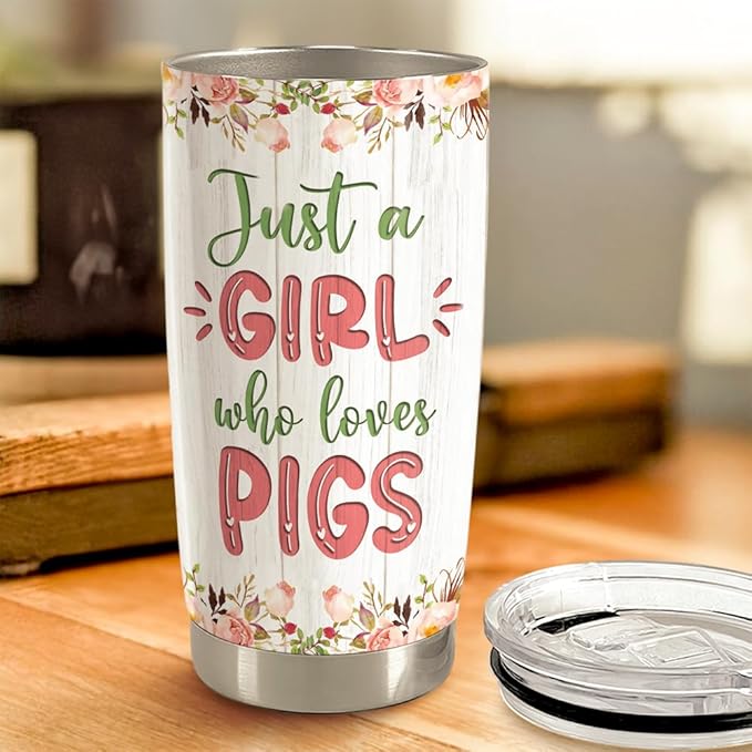 Pig Tumbler 20oz Stainless Steel Insulated Coffee Travel Mug Cup for Women Girls Pig Gifts for Birthday Christmas