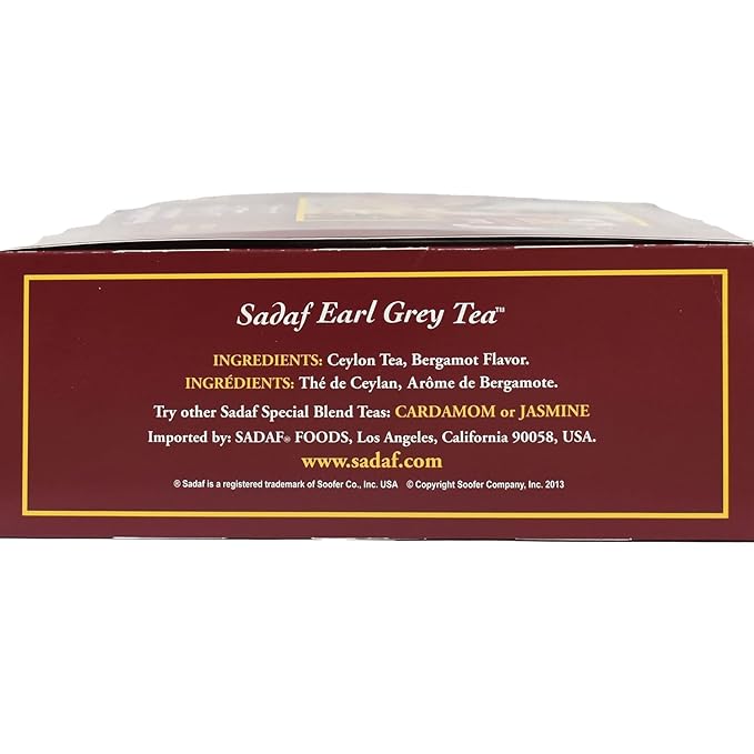 Sadaf Earl Grey Tea Bags | Special Blend Earl Grey Ceylon Black Tea | Product harvested in Sri Lanka | 100 bags (Pack of 2)