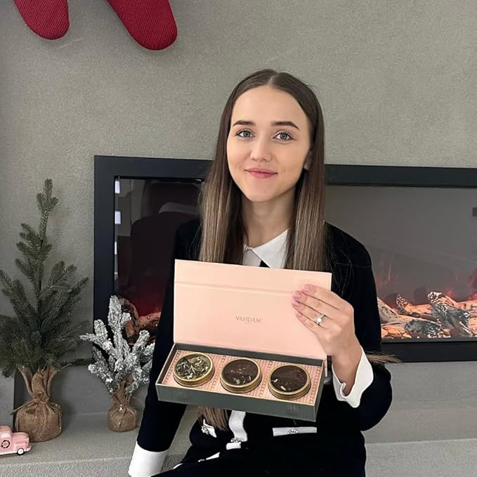 VAHDAM, BLUSH - Assorted Christmas Tea Gift Set for Women (3 Premium Teas) Tin Caddy Presentation Box | Loose Leaf Teas | Gluten Free & Non GMO | Gifts for Her | Holiday Tea