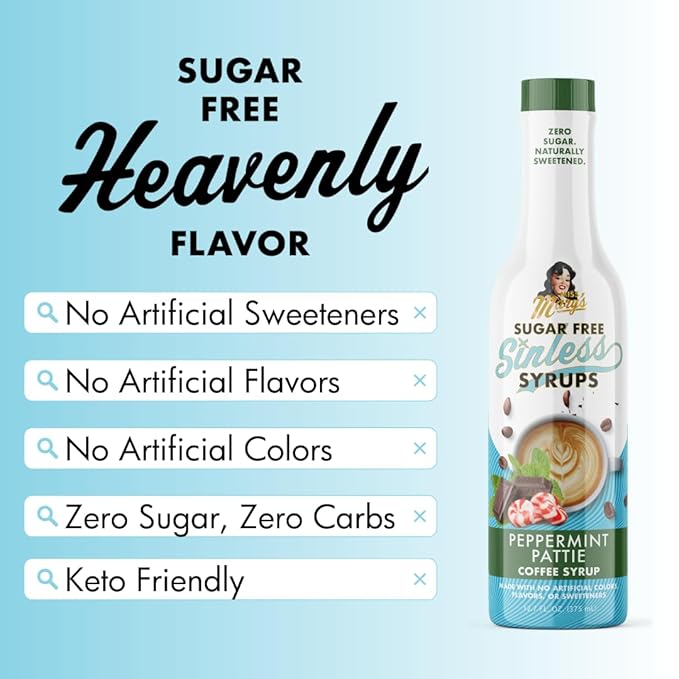 Sugar Free 3pk Peppermint Pattie Sinless Syrup - Stevia Based, No Sugar Alcohols or Sucralose, No Artificial Sweeteners, Natural Ingredients, Coffee Tea Cocoa Dessert, Keto Friendly, 3 Pack