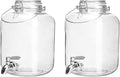 Glass Drink Dispenser for Parties, 1 Gallon Glass Water Dispenser with Stainless Steel Spigot and handle,Glass Water Dispenser Countertop for Weddings, Lemonade & Laundry Detergent Dispenser (2Pack)