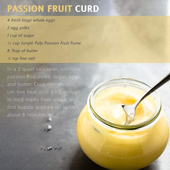 Jungle Pulp Passion Fruit Puree Costa Rica Blend, Topping, Flavoring, Better Than Syrup, For Cocktails, Pastries, Smoothies and Cooking 33.8oz/1 Liter.
