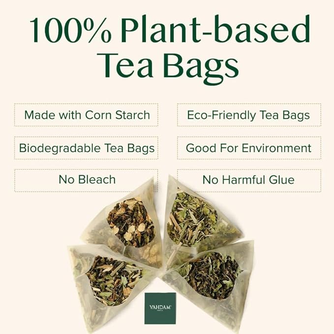VAHDAM, Chamomile Herbal Tea Bags (15 Count) Caffeine Free, Non GMO, Gluten Free | 100% Pure Herbal Tisane - Sweet & Floral | Whole Leaf Tea Bags | Resealable Ziplock Pouch