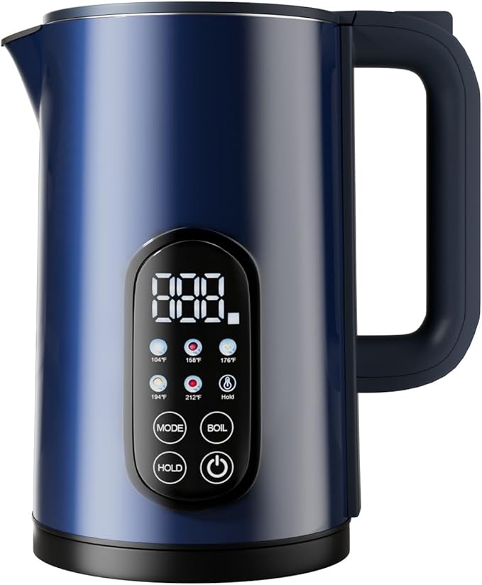 Tisania Electric Kettle with Temperature Control, Cordless Kettle 1.7L for Milk, Tea & Coffee, 5 Presets 2H Keep Warm, 304 Stainless Steel BPA-Free,Blue