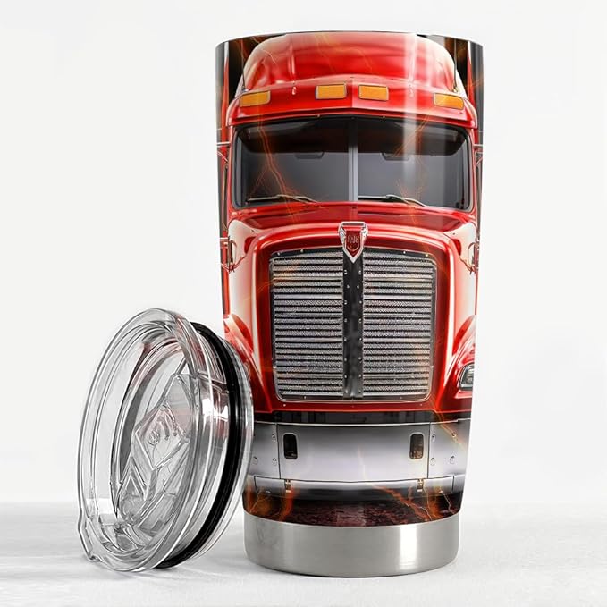 SANDJEST Trucker Tumbler 20oz Stainless Steel Insulated Coffee Travel Mug Cup - Gift for Men, Dad, Truckers, Christmas, Birthday