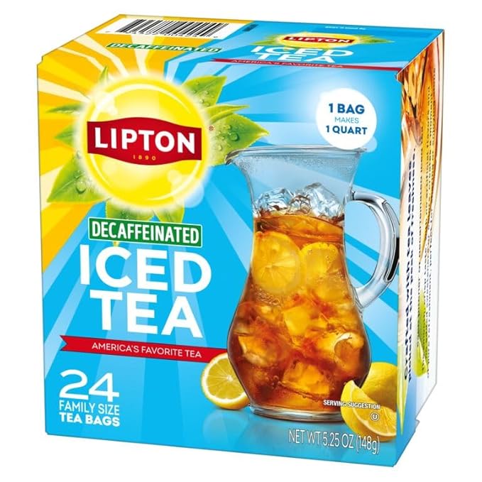 Lipton Decaf Black Iced Tea Bags, Family Size Zero Calories, 144 Total Tea Bags (24ct - Pack of 6)