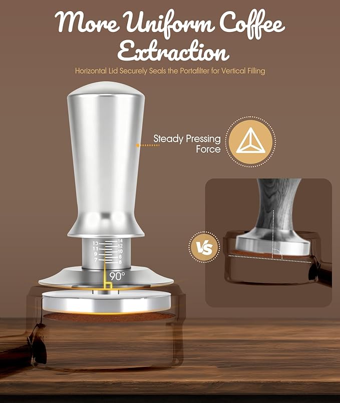 58MM Espresso Tamper - Professional Coffee Press with Non-Slip Base, Calibrated Pressure, Ergonomic Handle for Barista & Home Brewing - Grey