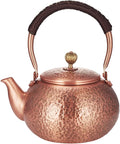Handmade Copper Tea Kettle for Stove Top, Hammered Solid Pure Copper Teapot Made for Gasstove, 1200ml (Type-E)