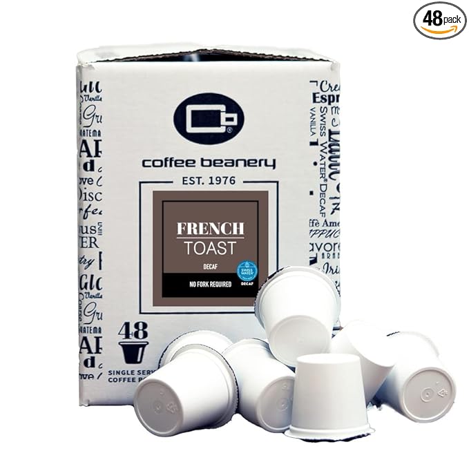 French Toast Decaf Coffee Pods by Coffee Beanery | 48ct Bulk Medium Roast Arbica Coffee