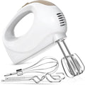 Handmixer - 5 Speed Portable Kitchen Mixer Electric Handheld with 5 Stainless Steel Accessories Whisk, Food Beater, ‌Ivory