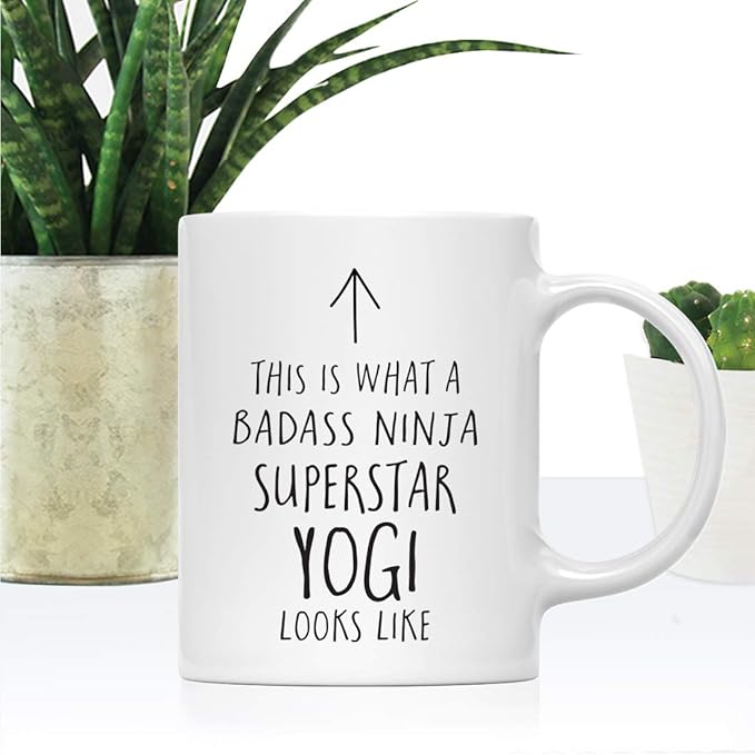 Andaz Press Funny 11oz. Ceramic Coffee Tea Mug Gift, This is What a Badass Ninja Superstar Yogi Looks Like, 1-Pack, Birthday Christmas Gift Ideas Coworker