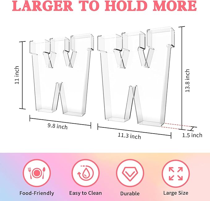 13.8" Acrylic Letter Charcuterie Tray, Charcuterie Letters Fillable Box for Food, Reusable Serving Cake Candy Dish Display Tray for Birthday Anniversary Party Decoration (Letter W)