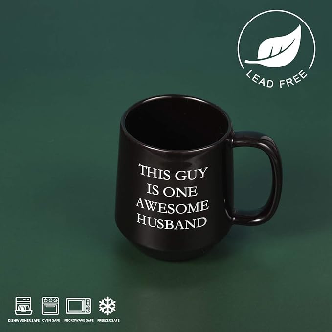 Miicol Funny Coffee Mug 16 oz, Black Coffee Cup, Large Ceramic Tea Mug, Gift Idea for Men, Husband, Flat Bottom Tea Cup, Unique Gift for Birthday, Christmas