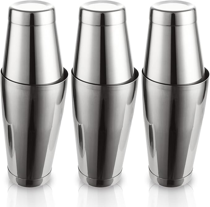 QTLCOHD 6 Pcs Cocktail Shaker Tins, 18/28 Oz Stainless Steel Boston Shaker Bartending, Weighted Drink Mixer for Martini, Essential & Professional Bar Tools for Bartending, Silver