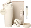 Paradise Shaker Bottle 24 oz, Insulated Stainless Steel Protein Shaker, Dishwasher Safe, with Lid Brush & Protective Boot, Leakproof Twist-Off Chug Cap, Warm Gray, Joshua Dusk