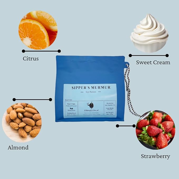 SipHaven | Sipper’s Murmur | Swiss Water Decaf Coffee | Ethiopia Single Origin | Medium Roast Whole Bean | Chemical-Free | Specialty Grade | Small-Batch Roasted in USA | 1lb