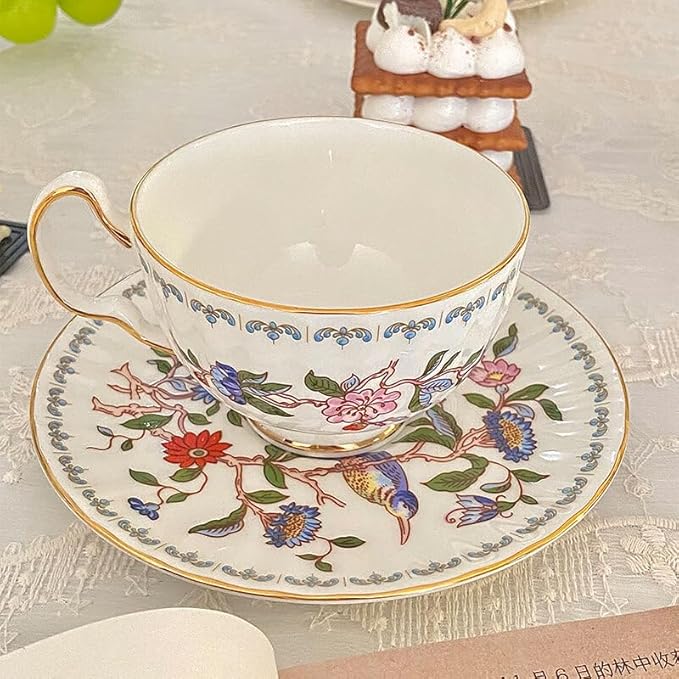 Aynsley Pembroke Oban Fine Bone China Teacup & Saucer - 6oz (180ml), Elegant Oban Shape, Christmas Gift for Tea Lovers, British Craftsmanship
