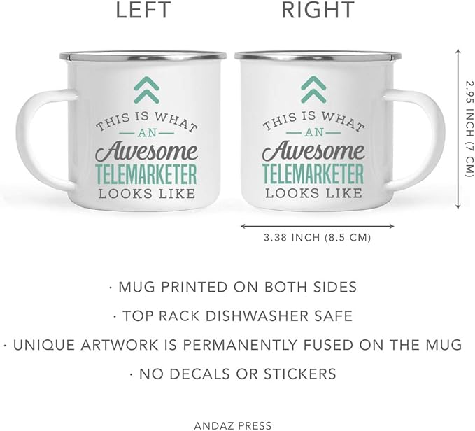 Andaz Press 11oz. Stainless Steel Campfire Coffee Mug Gift, This is What an Awesome Telemarketer Looks Like, 1-Pack, Birthday Gift Ideas Coworker Him Her, Includes Gift Box